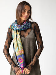 Cozy Blanket Scarf - Blue Patchwork