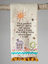 Linen Embroidered Hand Towel - Cat