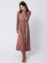 Christa Knit Cotton Maxi Dress - Tossed Floral Clippings