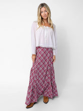Dolly Cotton Flannel Maxi Skirt - Cranberry Blue Plaid