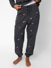 Fave Little Things Embroidered Jogger Pants - Charcoal Doodle