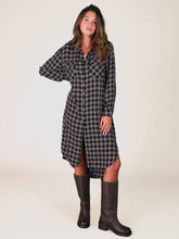 Cooper Shirt Dress - Navy Tan Plaid