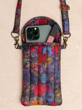 Puffy Phone Pouch - Dark Floral Garden