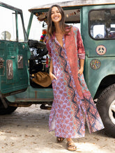 Drew Cotton Gauze Shirt Dress - Red Patchwork