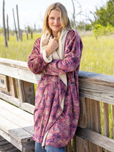 Cozy Blanket Kimono - Mauve India Vines Long Length
