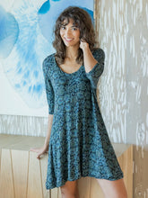 All Day "ButterSoft" Mini Tee Dress - Navy Floral Vines