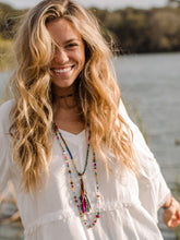 Boho Beaded Tassel Necklace - Rainbow