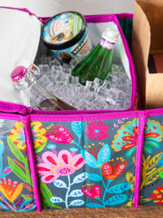 Car Trunk Organizer - Navy Folk Flower