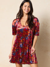 All Day Velvet Mini Dress - Drawn Garden Wine