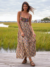 Cami Tie-Front Maxi Dress - Ditsy Diamonds Cream