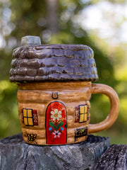 Lidded Mug - Cup Of Cozy Cabin