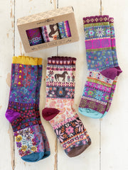 Boxed Boho Sock Set, Set of 3 - Horse