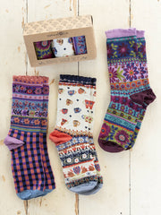 Boxed Boho Sock Set, Set of 3 - Coffee Cups