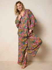 Dreamy Cotton Pajama Set - Drawn Garden Multi