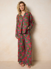 Dreamy Cotton Pajama Set - Blue Lush Zinnias
