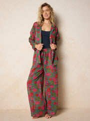 Dreamy Cotton Pajama Set - Blue Lush Zinnias