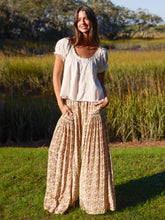 Margaux Wide Leg Pant - Cream Vine Floral
