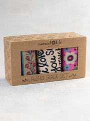Boxed Boho Sock Set, Set of 3 - I Love You So Much