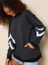 Comfy Crewneck Sweatshirt - Charcoal Chevron