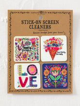 Stick-On Screen Cleaner, Set of 4 - Thankful Grateful