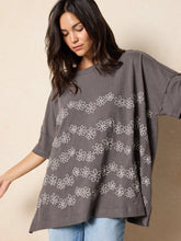 Embroidered Oversized Cotton Tee - Washed Black