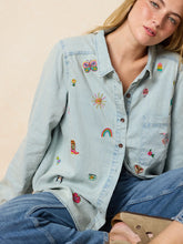 Fave Little Things Embroidered Shirt - Light Wash Denim