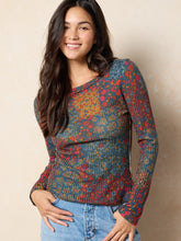 Brooklyn Raw Edge Thermal Top - Navy Prairie Patchwork