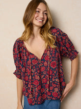 April Top - Ornate Paisley Navy