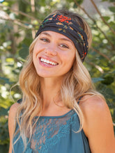 Full Boho Bandeau® Headband - Charcoal Orange Floral