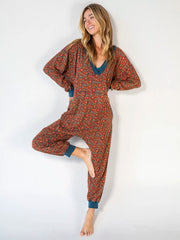 Johnnie Cotton Jumpsuit - Blue Red Vines