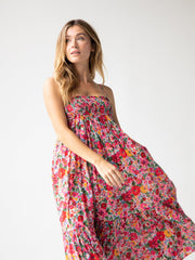 Flora Convertible Maxi Skirt - Bright Pink Floral Cotton