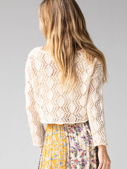 Blythe Cropped Cotton Sweater - Cream