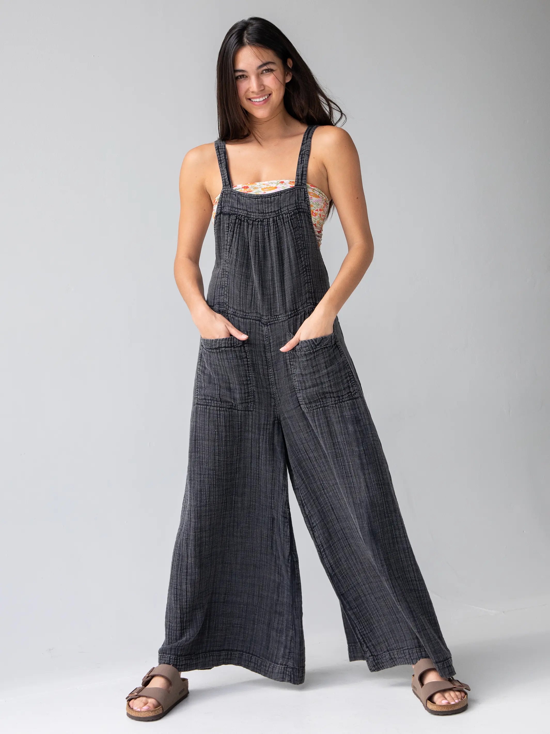 Dakota Cotton Tie Overall - Washed Black