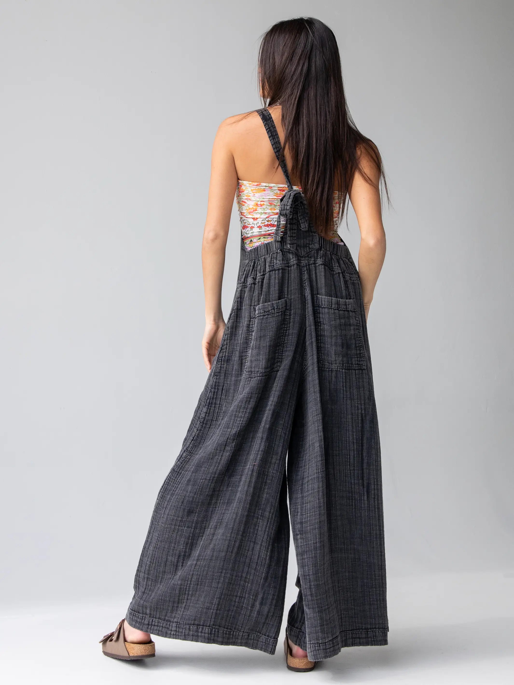 Dakota Cotton Tie Overall - Washed Black