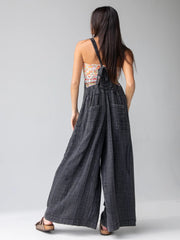 Dakota Cotton Tie Overall - Washed Black
