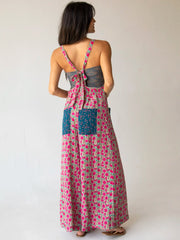 Dakota Cotton Tie Overall - Pink Puff Floral