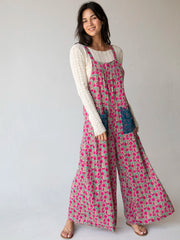 Dakota Cotton Tie Overall - Pink Puff Floral