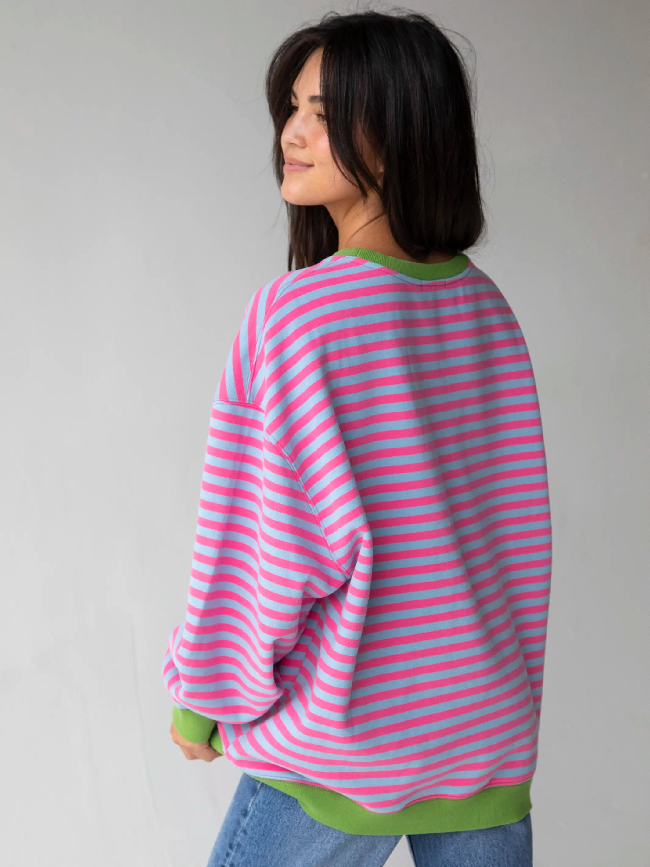 Oversized Striped Crewneck - Taffy Twist