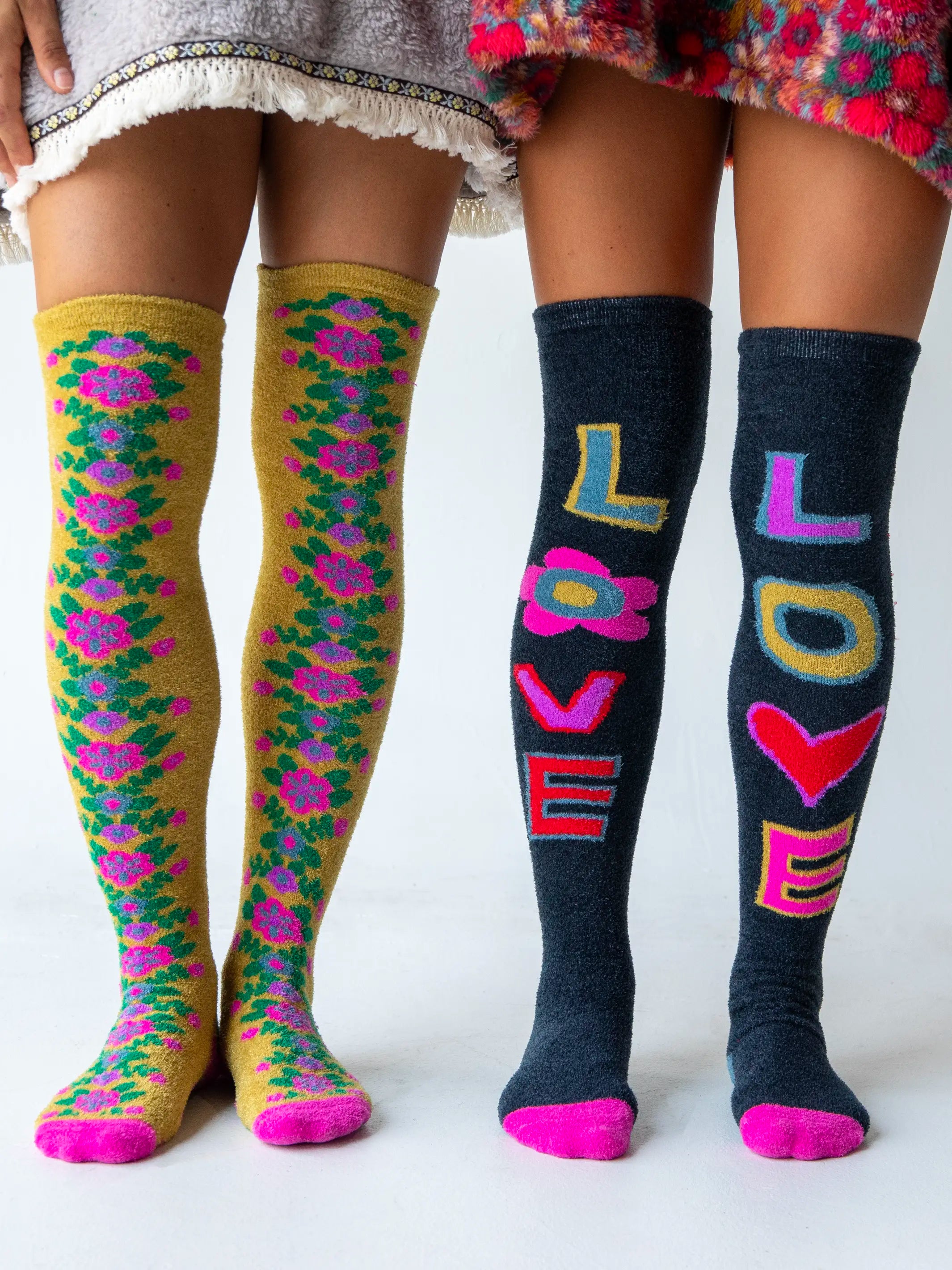 Over-the-Knee Cozy Socks - Navy Love