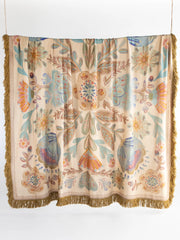 Boho Fringe Bedspread - Cream Mandala