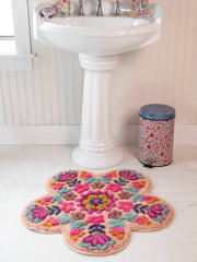 Tufted Cotton Bath Mat - Dusty Rose Flower