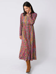 Christa Knit Cotton Maxi Dress - Tossed Floral Clippings