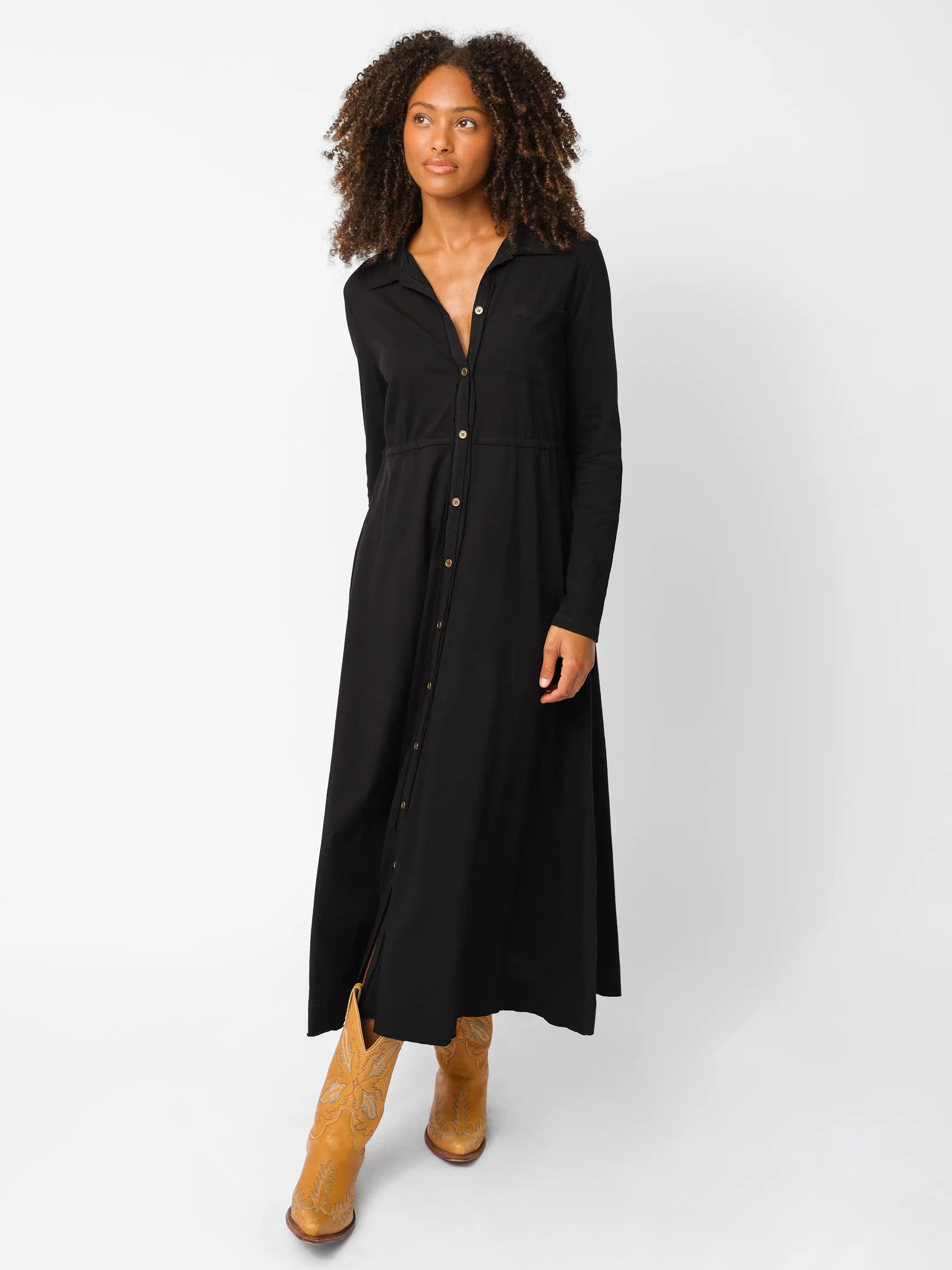 Christa Knit Cotton Maxi Dress - Black