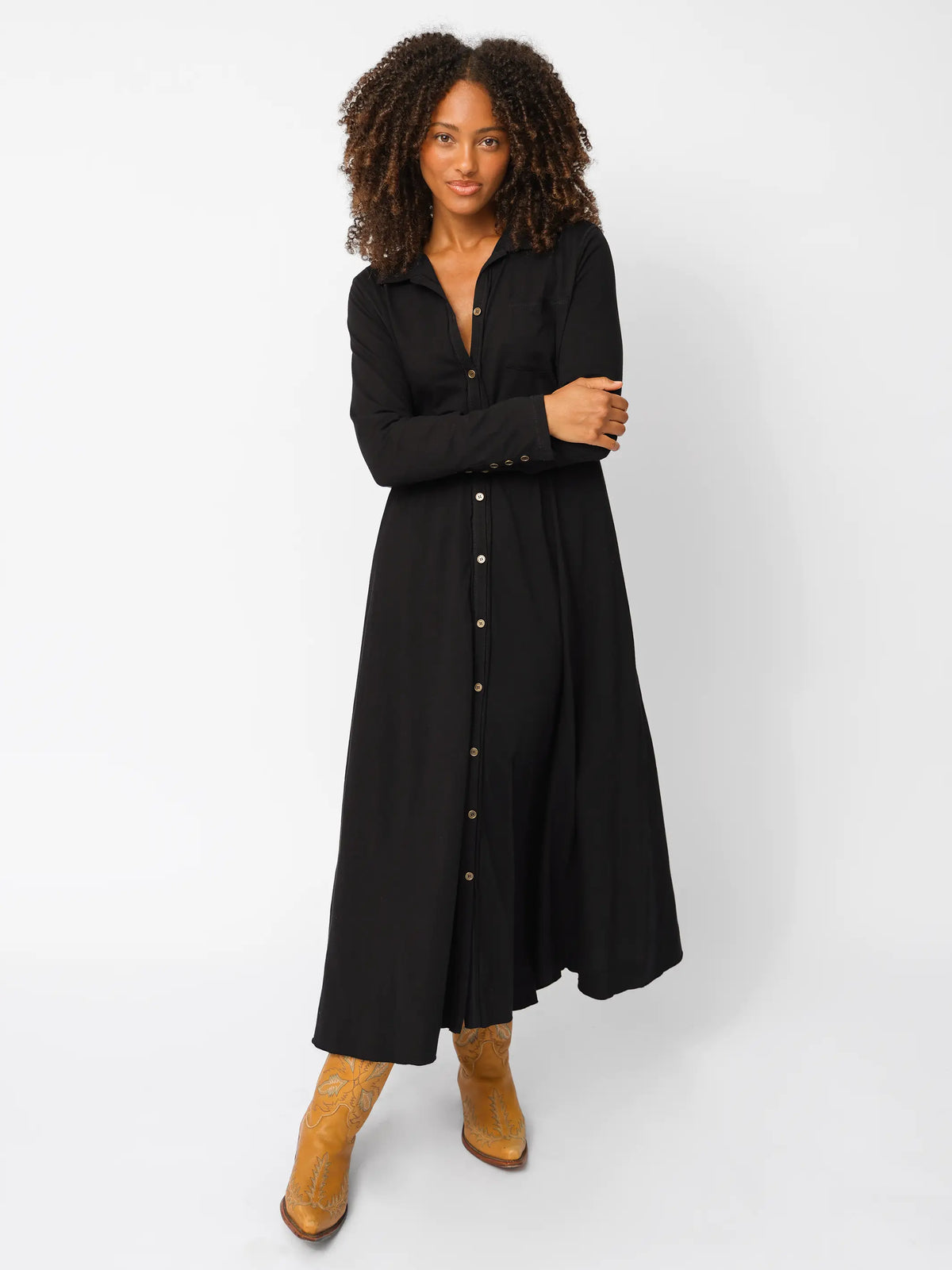 Christa Knit Cotton Maxi Dress - Black