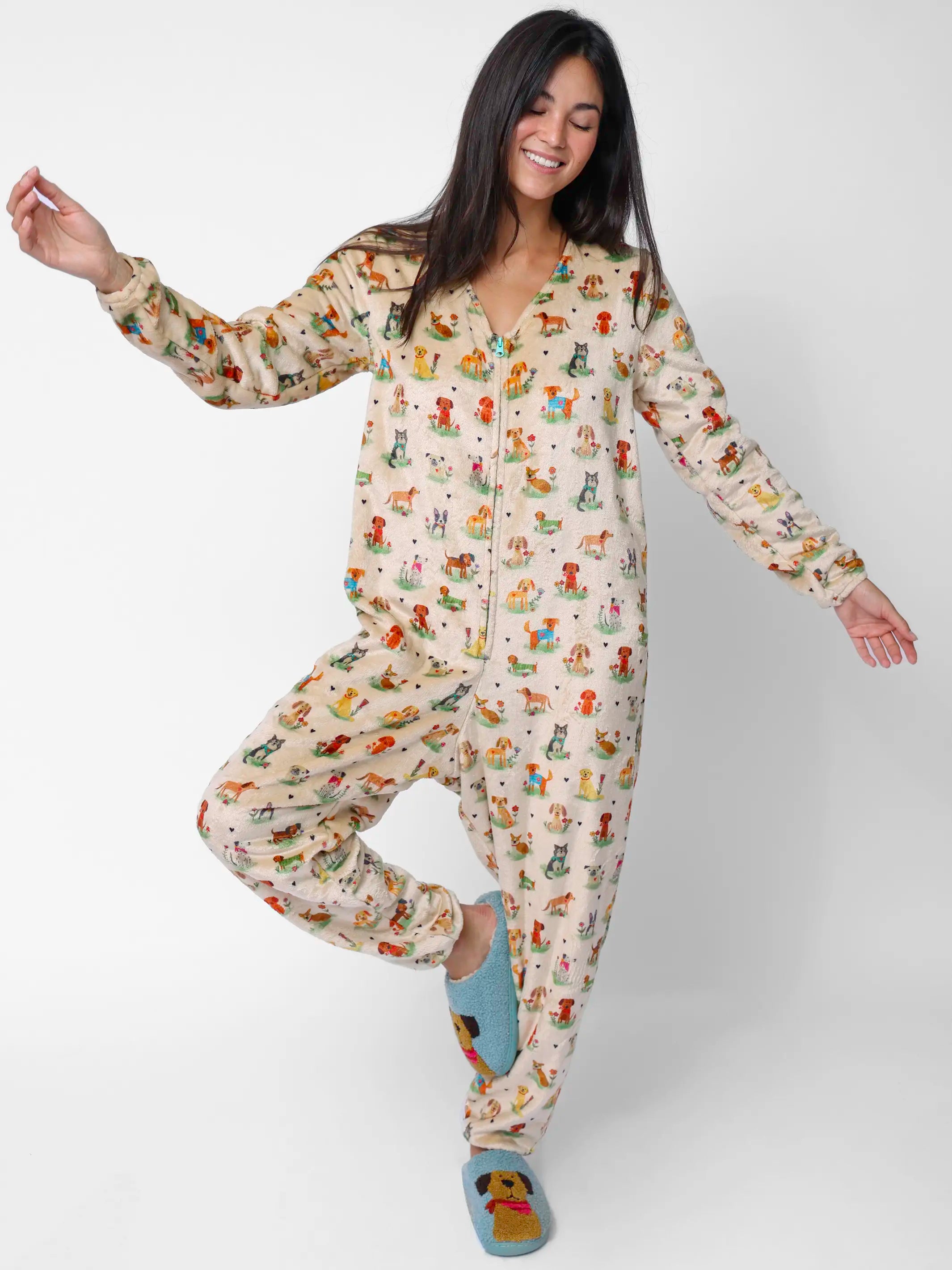 Fleece Onesie Pajamas - Dog Park