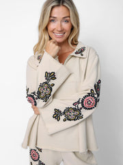 Easy Does It Embroidered Sweatshirt - Cream