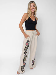 Easy Does It Embroidered Sweatpants - Cream