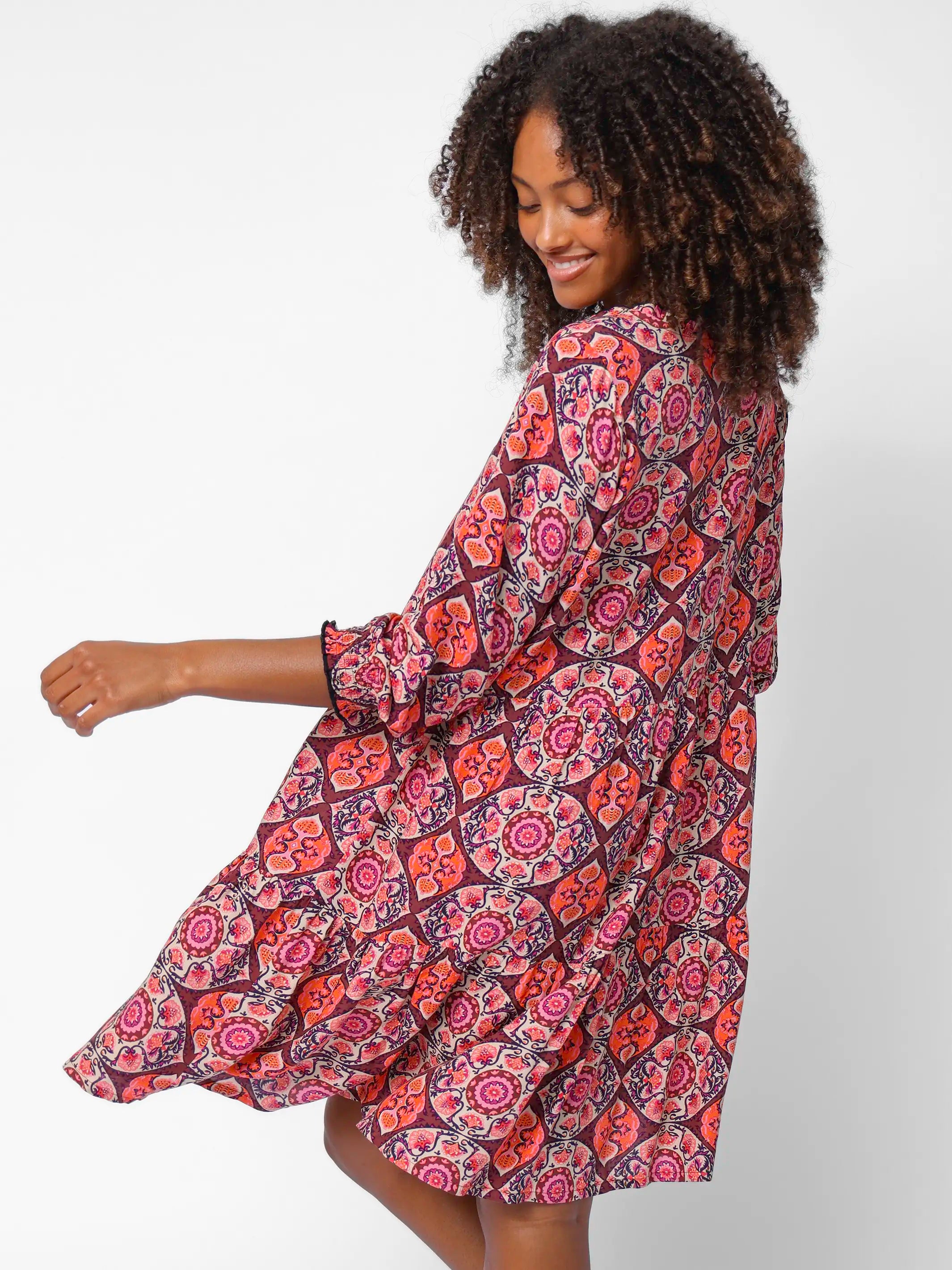 Alice Mini Dress - Orange Hourglass Medallion