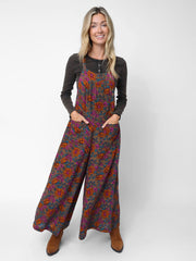 Dakota Cotton Tie Overall - Woodcut Floral Bronze