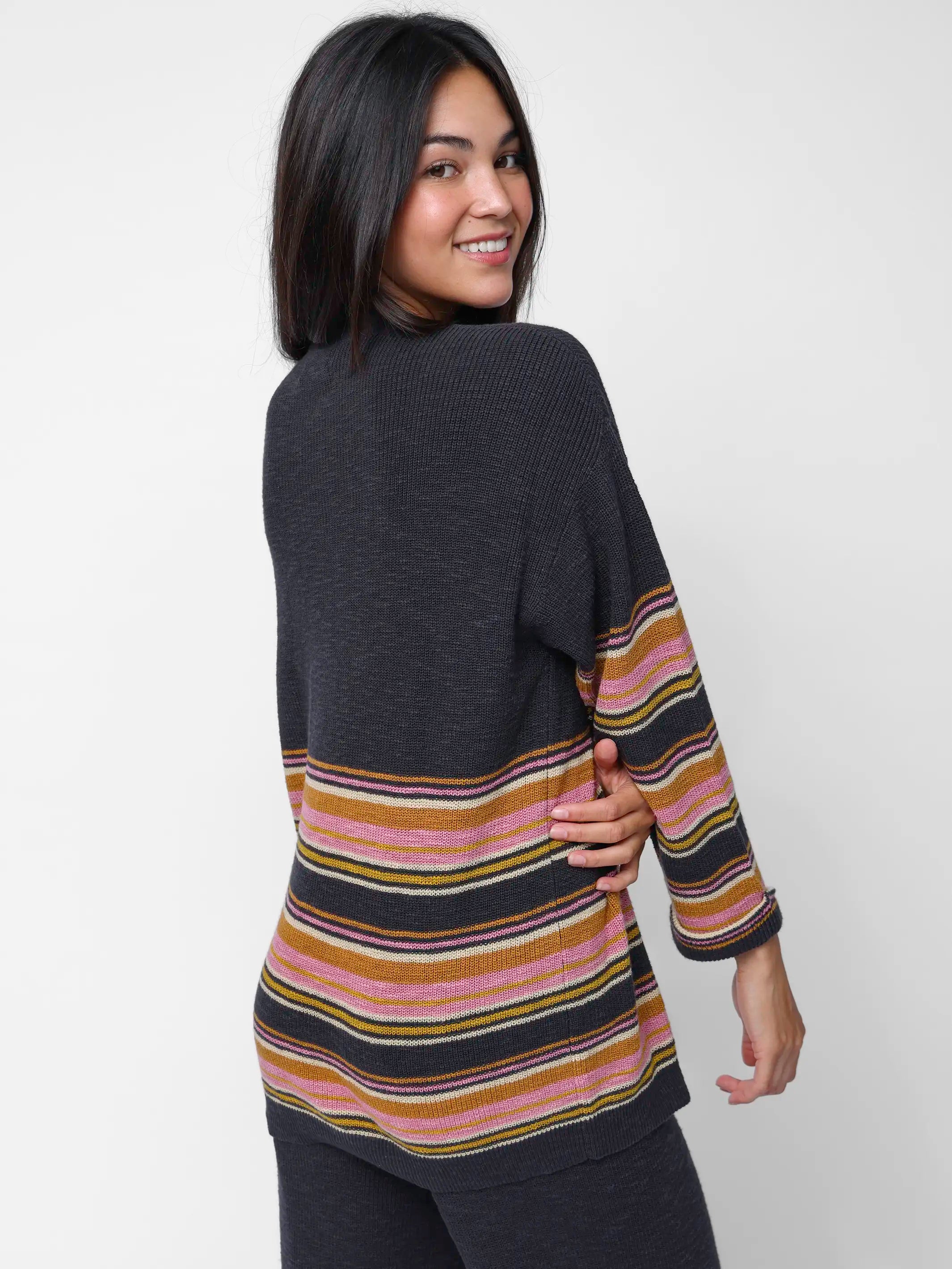 Lounge & Go Striped Cotton Set - Black